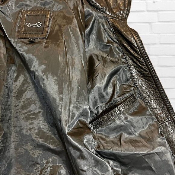 7 Diamonds Men's Genuine Leather Jacket Full Zip Bomber Buffalo Heavy Coat Black - Picture 5 of 11